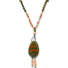 Load image into Gallery viewer, Unakite Mala Necklace