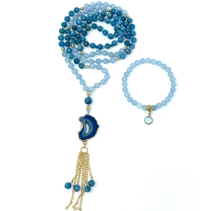 Apatite & Aquamarine Mala Necklace