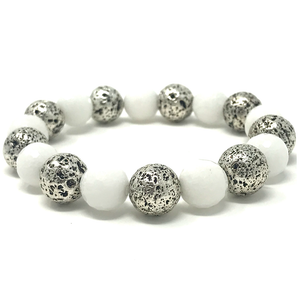 White Jade & Swarovski Pearls Jewelry set